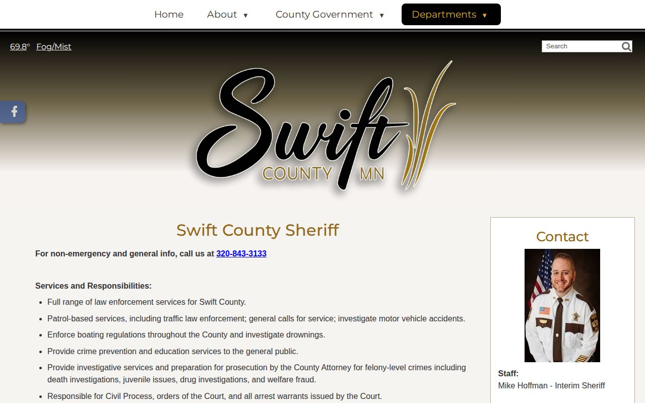 Swift County Sheriff source for 72-hour release records