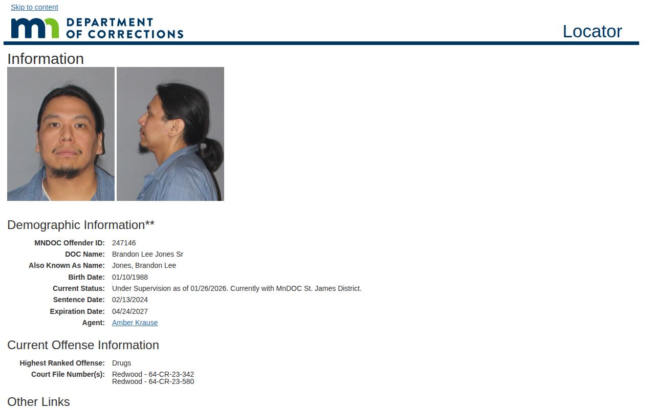 MNDOC example showing Swift County post-release supervision fields