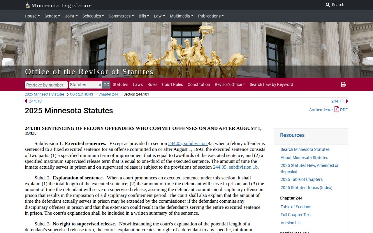 Minnesota two-thirds and one-third law for Swift County projected release dates
