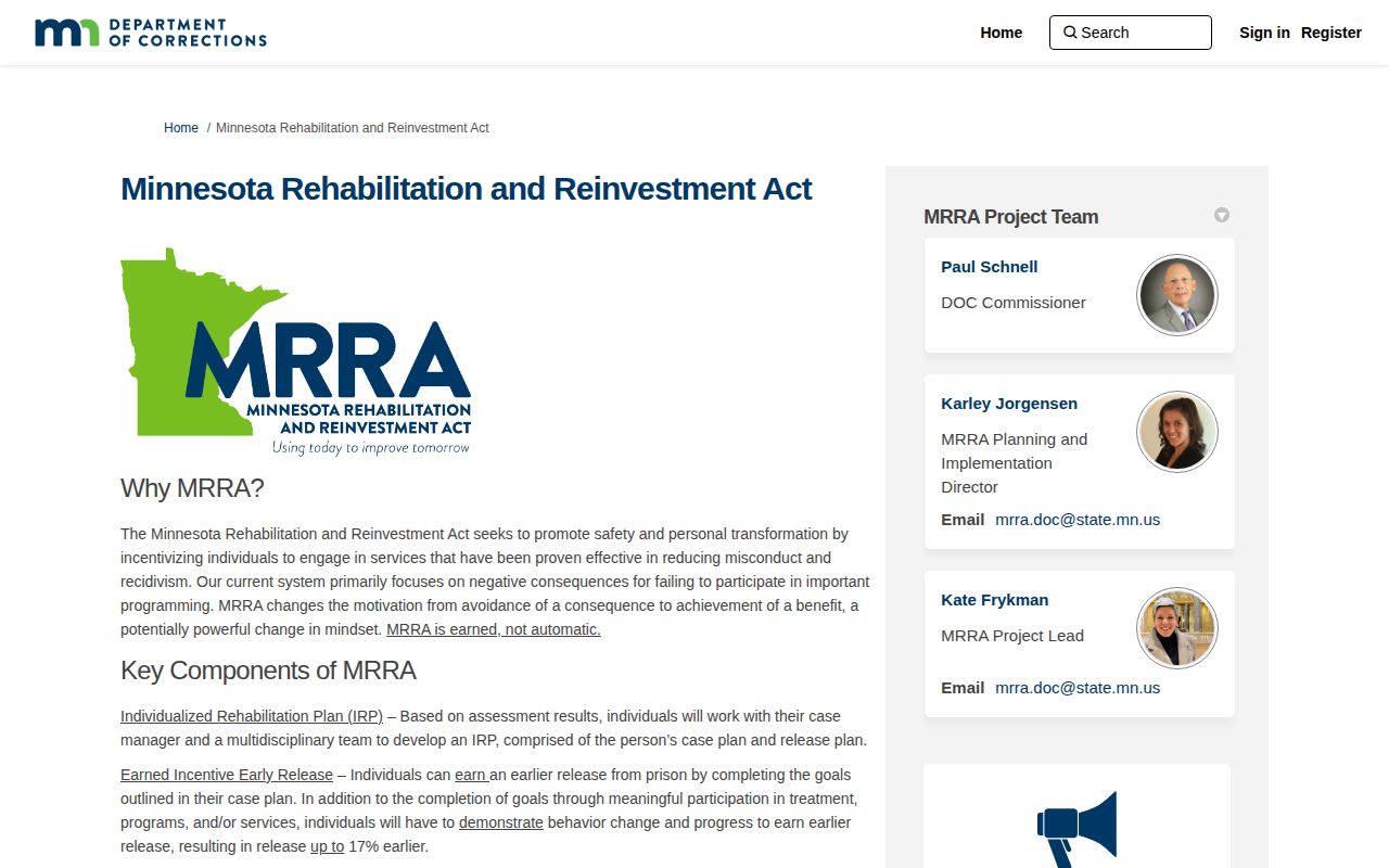 MNDOC MRRA phase-in information for Swift County release dates