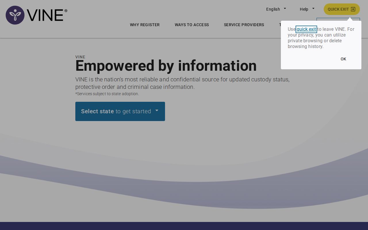 VINELink interface used for Swift County inmate release alerts